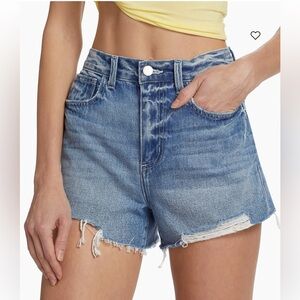 L'AGENCE Beck High Rise Distressed Santee Blue Jean Shorts Size 28
